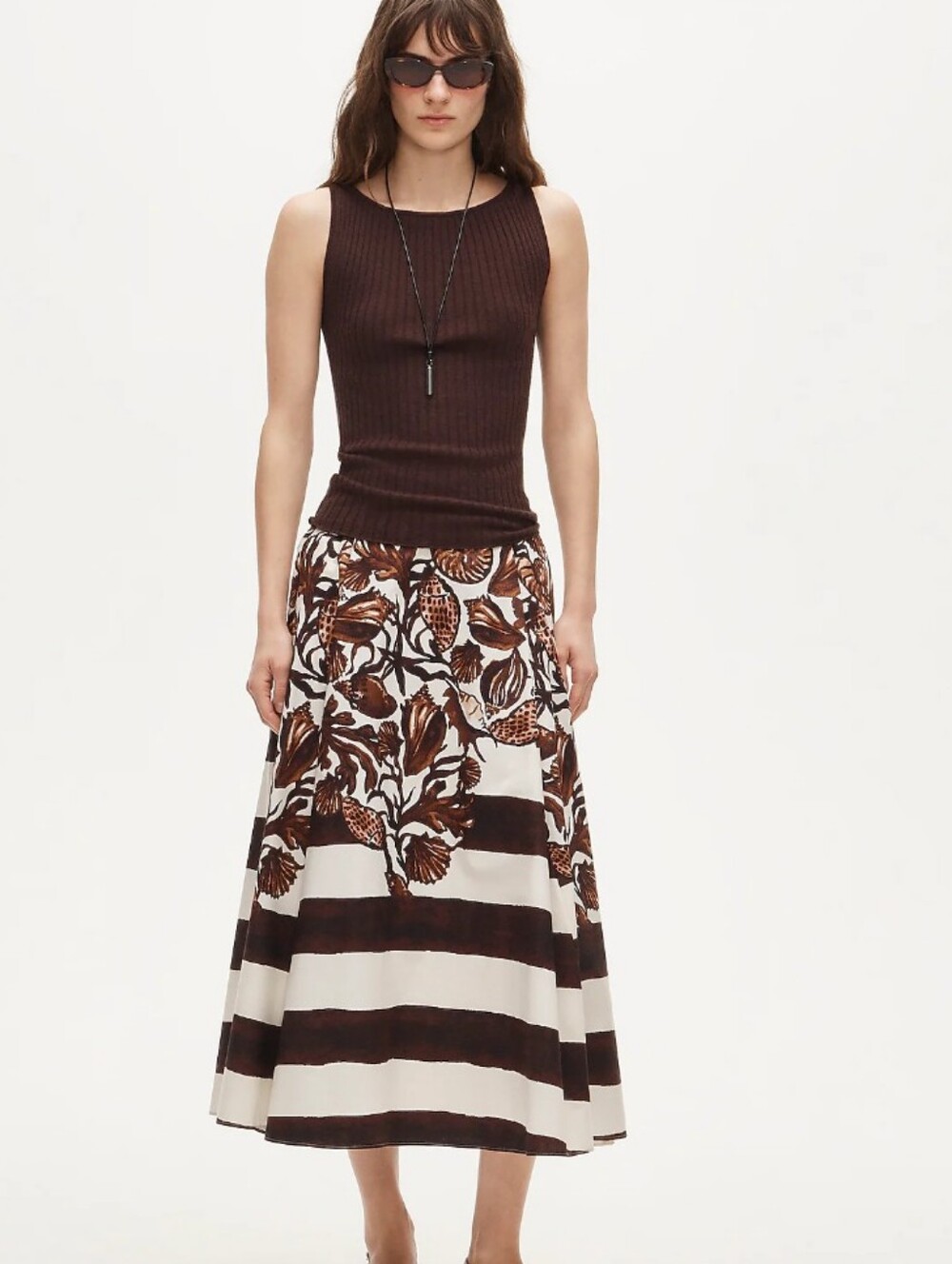 J Crew Side-pleat midi skirt in lobster & seashell print CU753 Size 6